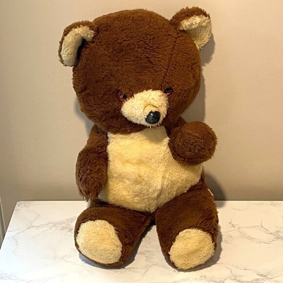 Vintage Teddy Bear Plush Stuffed Animal Happiness Aid by Well-Made Toy Brown - Picture 1 of 11